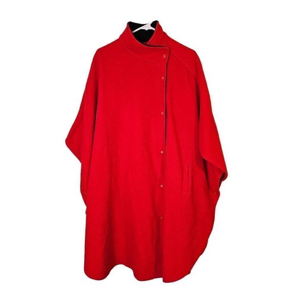SELVY & CO red wool cape/cloak. One Size. - Picture 2 of 8